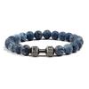 High Quality Men Beaded Bracelet Natural Black Lava Stone Dumbbell Charm Bracelets Energy Fitness Barbell Fashion Women Jewelry