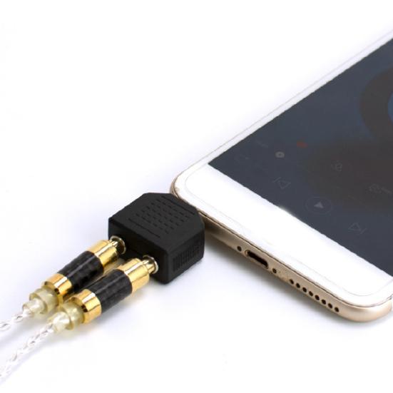 3.5mm Audio Splitter Block-shaped Stable Transmission PVC Couple Earphone Converter for Phones