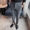 Pánské slim-fit společenské kalhoty ve stylu Korean - Celoroční, plus size, trendy zkrácený design