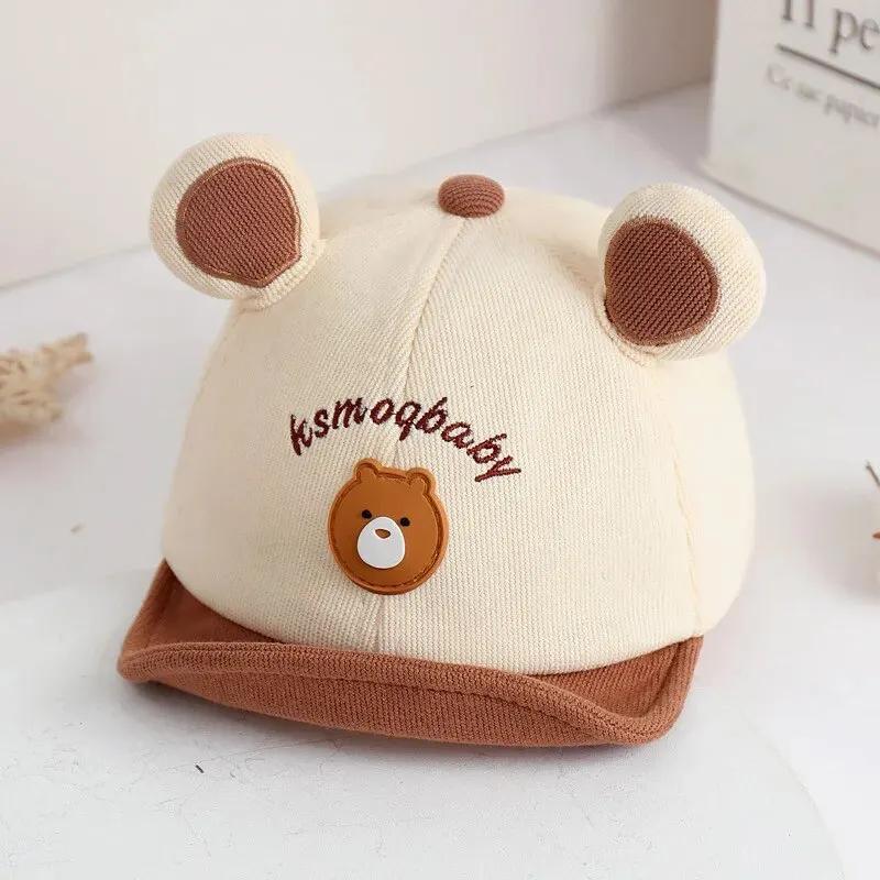 

Boys Girls Casual Infant Peaked Hat Cartoon Bear Baby Baseball Cap with Ears Cute Animal Sun Hat For 6-36 Months хакі