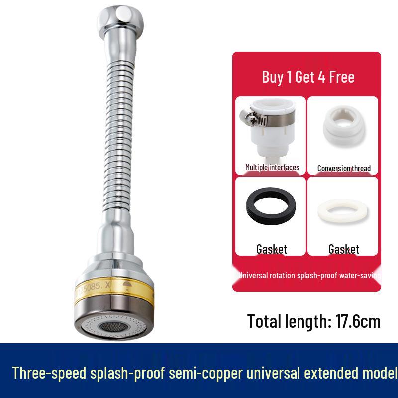 Splash-Proof Copper Kitchen Faucet Extension Nozzle with Pressurized Shower Head Aerator