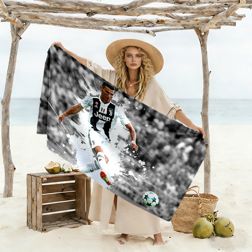 Ronaldo's Precision Kick Beach Towel Quick-Dry Soft Microfiber Comfortable Lightweight