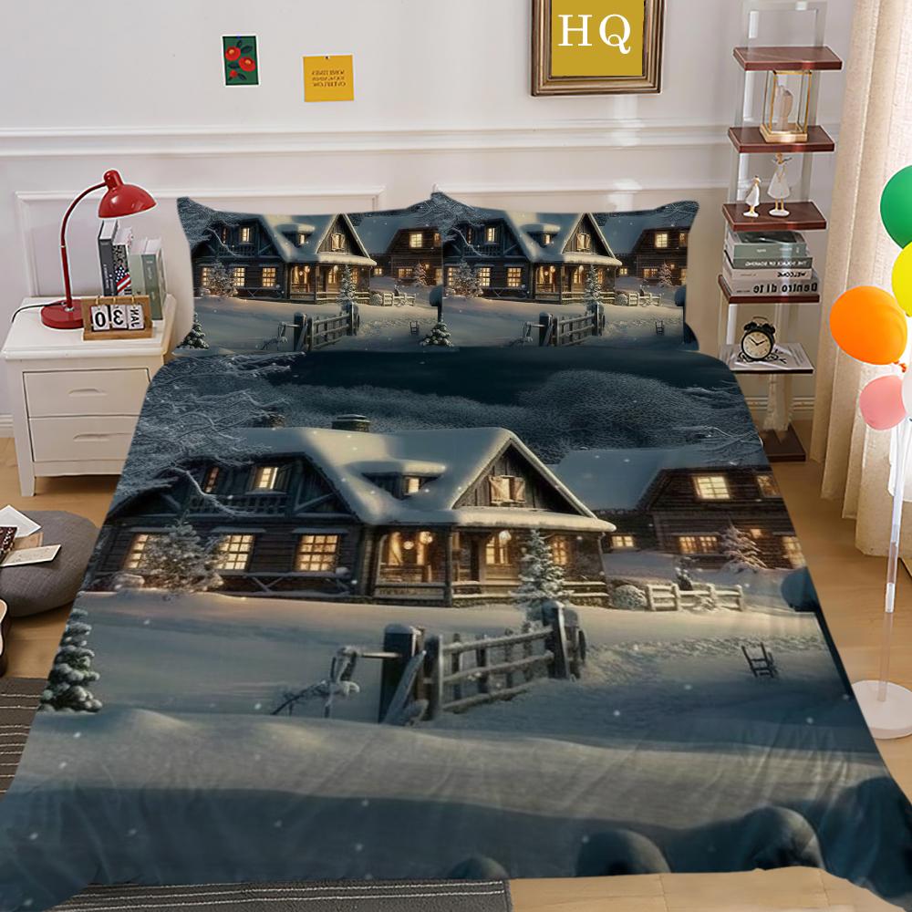 Christmas Printed Bedspreads Twin Size Microfiber Bedding Cover Teens Luxury Design Fashion Duvet Cover Set