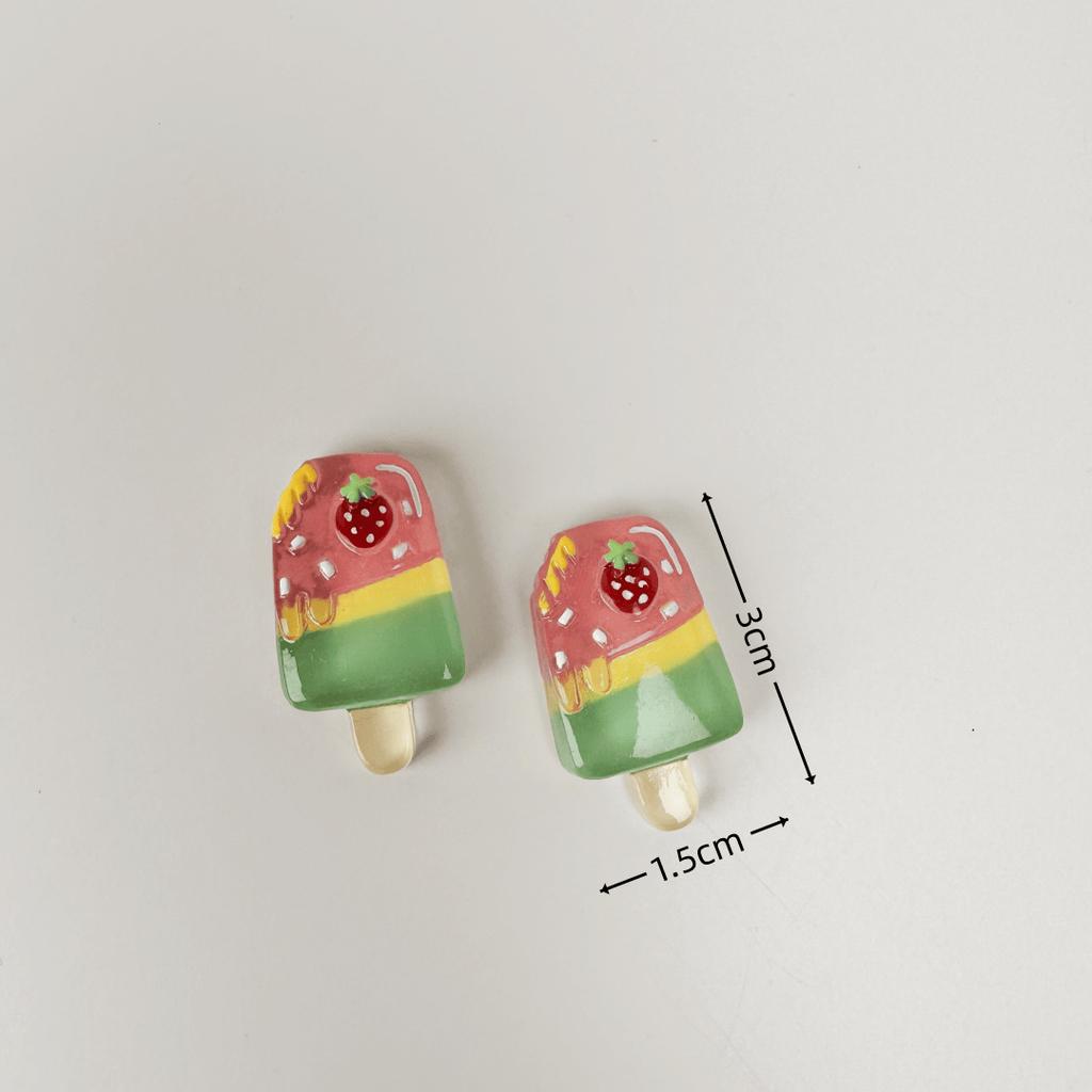 6pcs Cute Fruit Popsicle Fridge Magnets Resin Ice Cream Stickers Kitchen Decor Kawaii Watermelon Kiwi Refrigerator Magnets Set