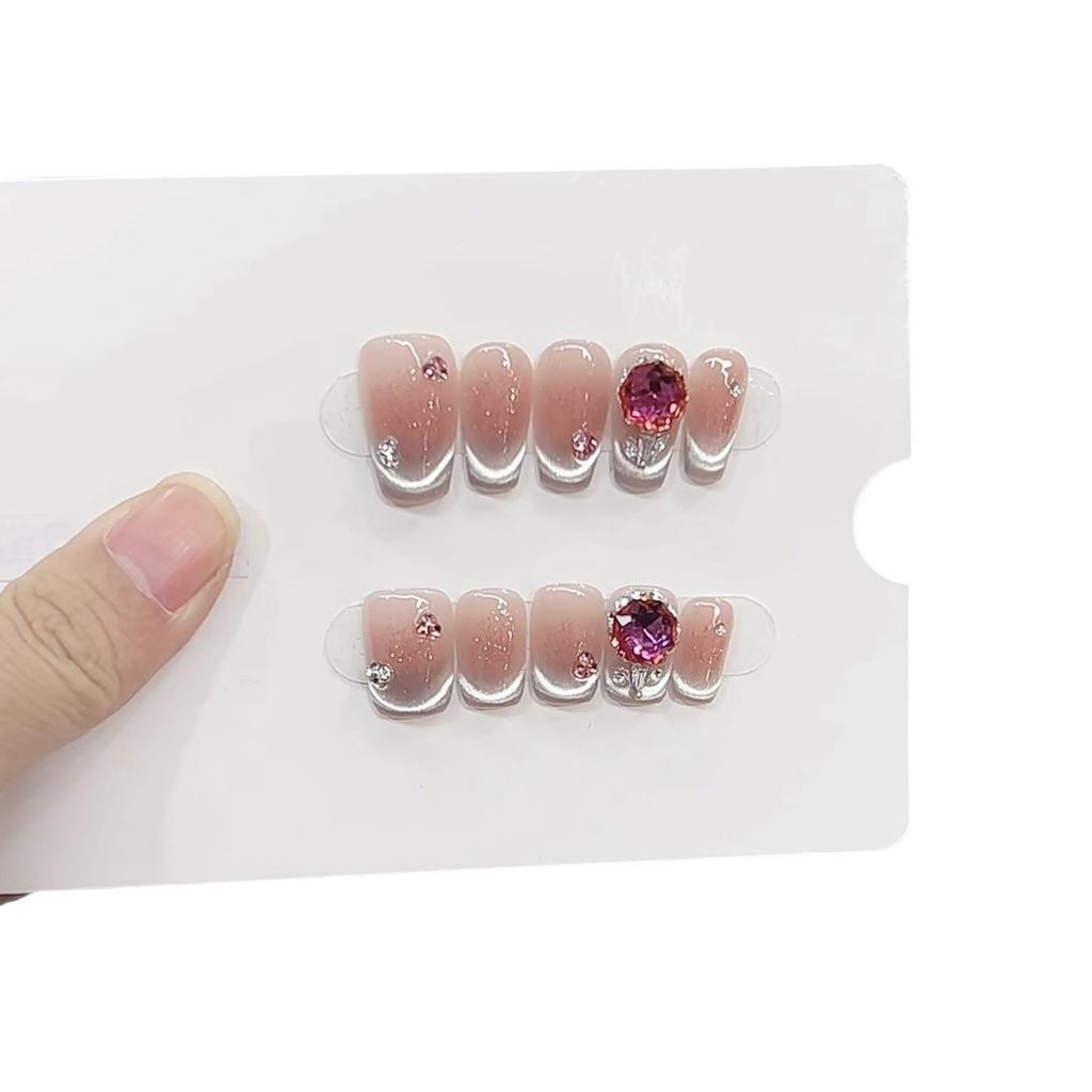 Pure Hand-made Phototherapy Wear Nail Tablets Rose Bouquet Wear Nail Finished Product Reused Nail Art