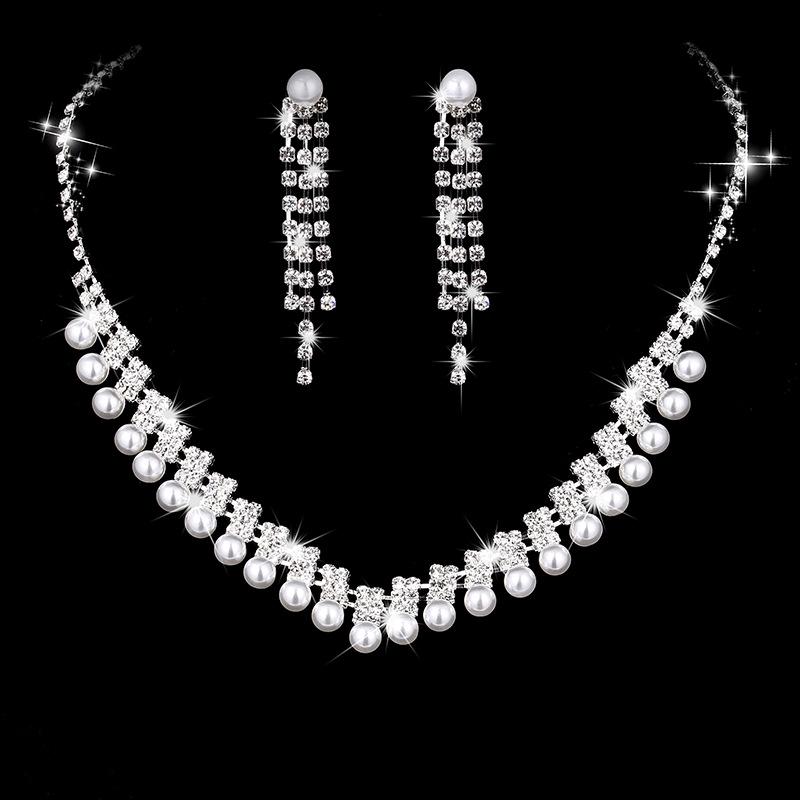 Radiant Zircon Water Drop Necklace and Earrings Bridal Set