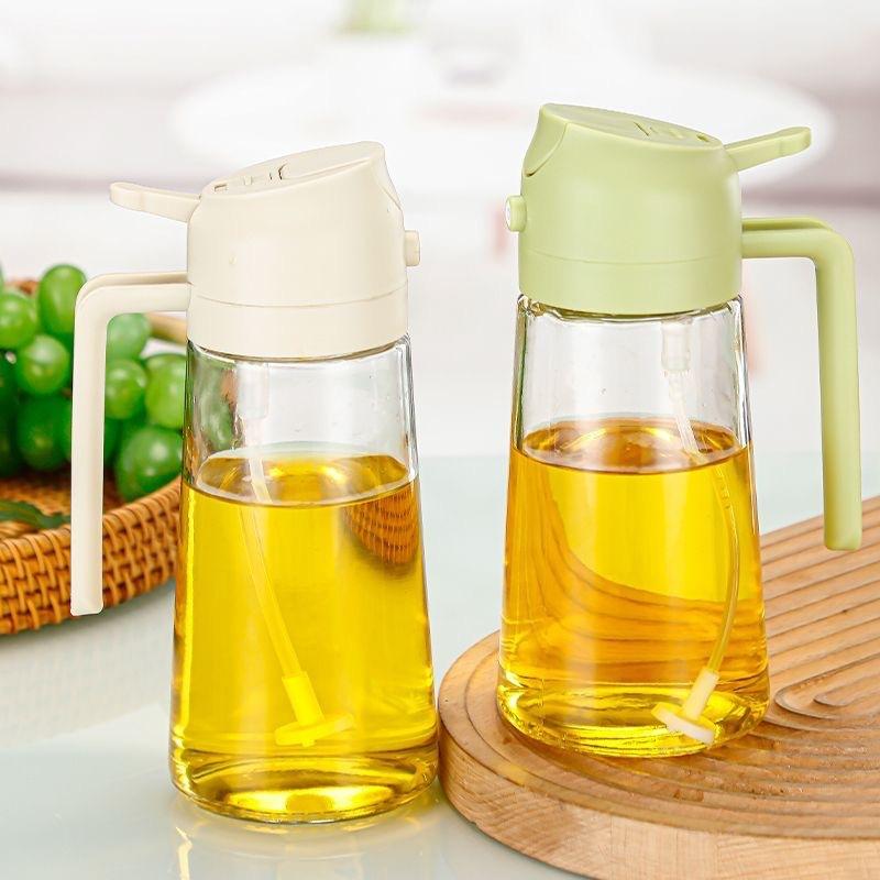 Glass automatic opening and closing oil injection pot bottle spraying dual-purpose leak-proof kitchen household air fryer spraying atomized oil