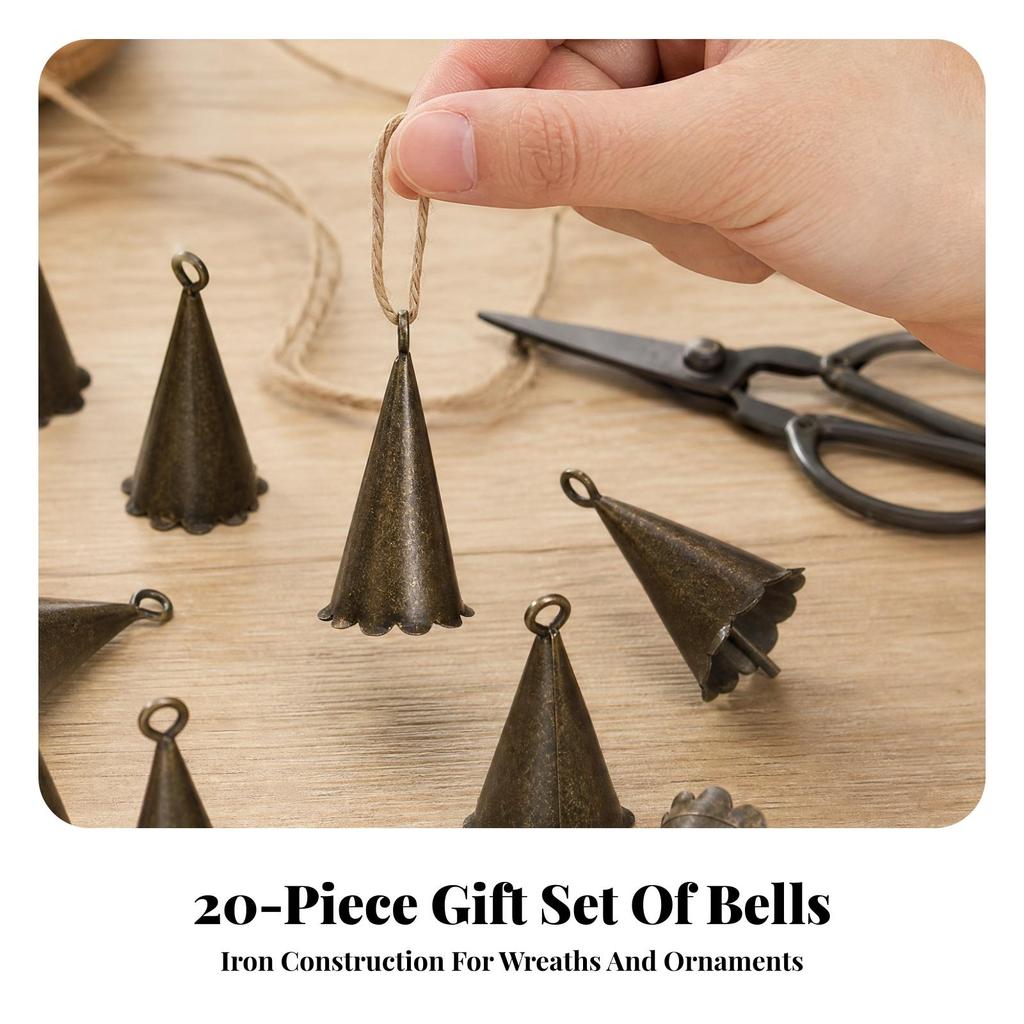 20 Pieces Antique Finish Craft Bell Nostalgic Mini Metal for Charm Making