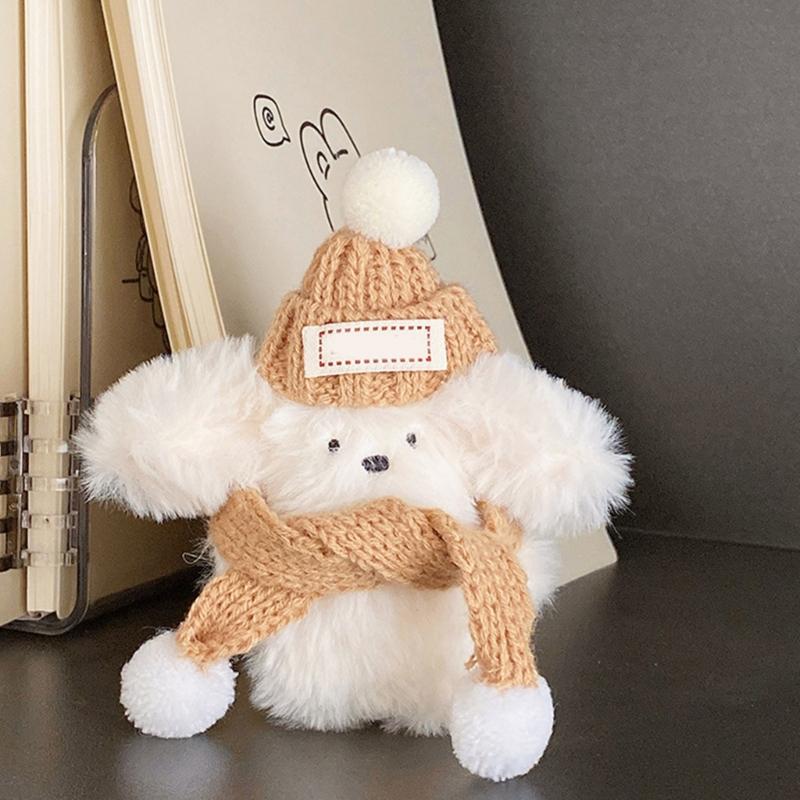 Plush Dog Keychain Cartoon Animal Pendant Keyring Fashionable Key Rings Jewelry Accessories for Backpacks and Phones
