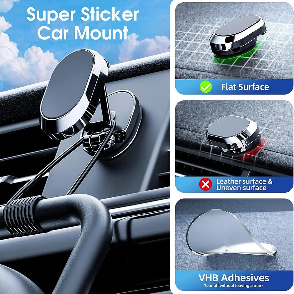 360 Degree Magnetic Car Phone Holder Magnet Dashboard Sticking Smartphone Foldable Phone Bracket In Car
