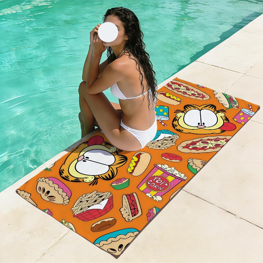 cute fun cartoon art cat Towel soft Beach Towels Trip swim Pool bathing G-GarfieldS Towel Gym Spa home Decor Gift Holiday