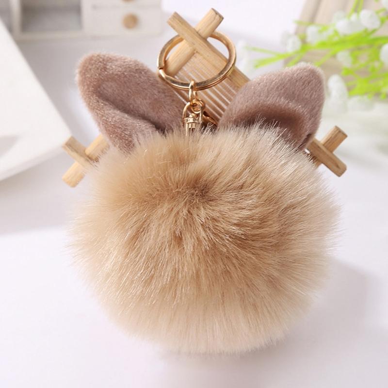 Soft Artificial Rabbit Furs Keychain Plushs Ball KeyRing Cute Pom Pom Bag Charm Car Pendant Decoration for Women Girls