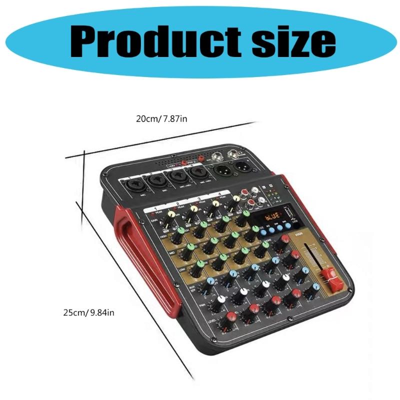 6Channel Bluetooth-compatible Audios Mixer With DSP Reverbs Effects USB Interfaces And 3Band EQ For Home Studio Recording