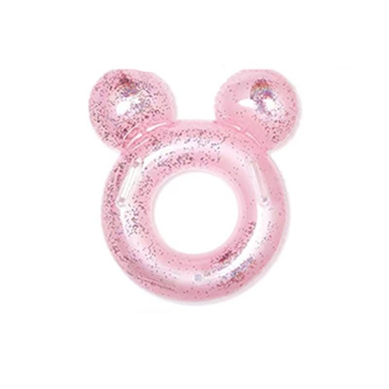 Cartoon Childrens Thickened With Handles Sequins Pink Ears Swimming Rings