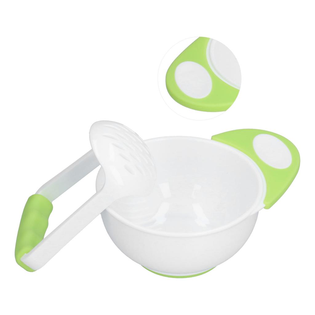 Baby Food Masher Bowl Set Non Slip Long Bowl Handle Fruit Vegetable Puree Mash Bowl with Grinding
