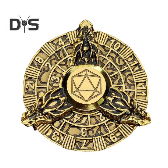 

7-в-1 металлический спиннер для игральных костей, портативный винтажный дракон, прочный цинковый сплав, гироскоп, компас, игральные кости, реквизит для ролевых игр, подарок на день рождения чёрный