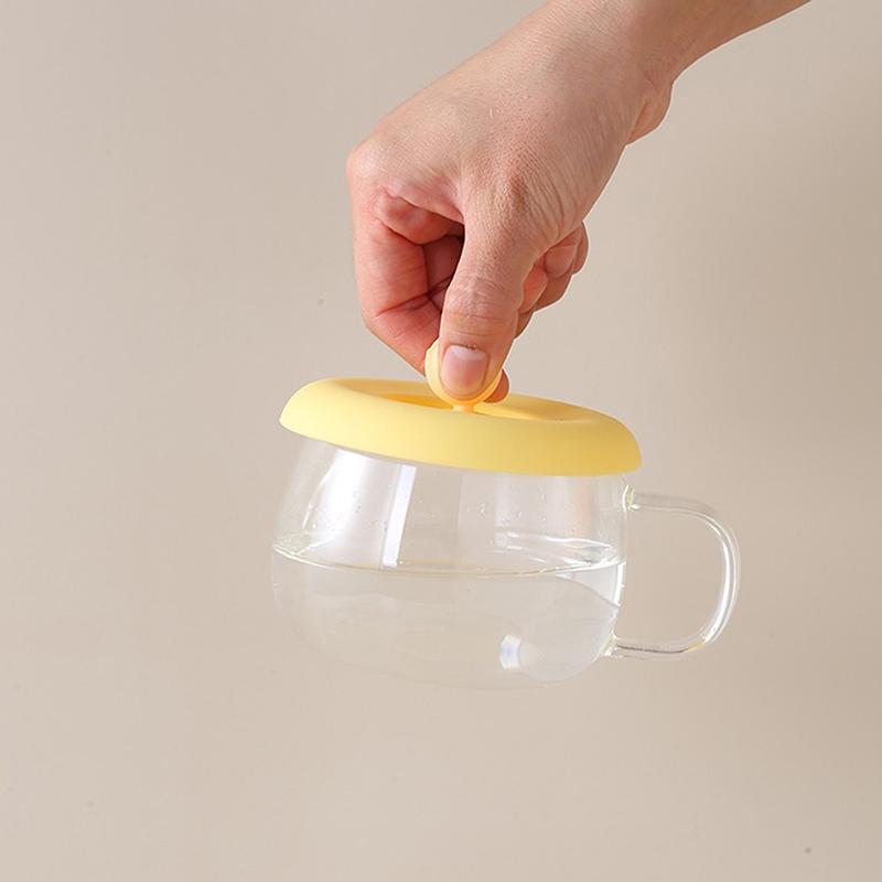 Cup Cover Non-Toxic Silicone Round Universal Water Cup Lid Anti-Dust Coffee Mug Sealed Cap With Spoon Holder Heat-Resistant Lid