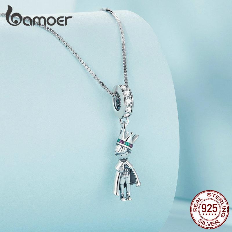 BAMOER 925 Silver Prince of the Sea Pendant Charms for Bracelet or Necklace 925 Silver Beads Bijoux DIY