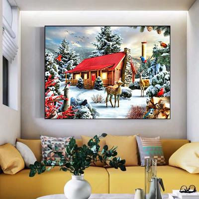 5D-Diamantgemälde, Weihnachten, Diamant-Stickerei, Landschaft, Kreuzstich, Strass, Zuhause, Weihnachtsgeschenk