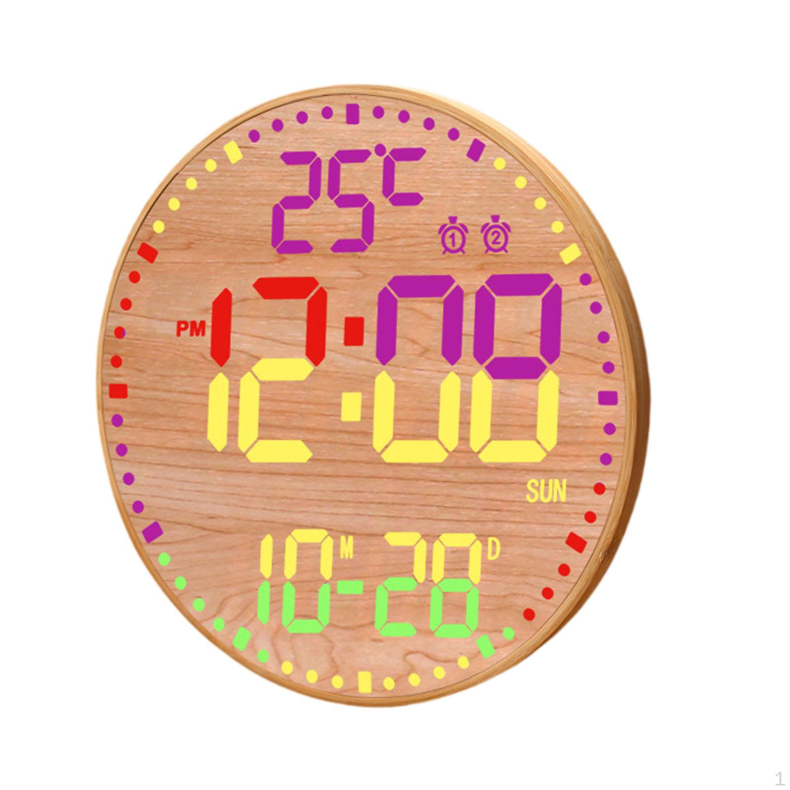

Современные светодиодные часы с индикацией даты и температуры для домашнего декора RGB_Wooden Surface