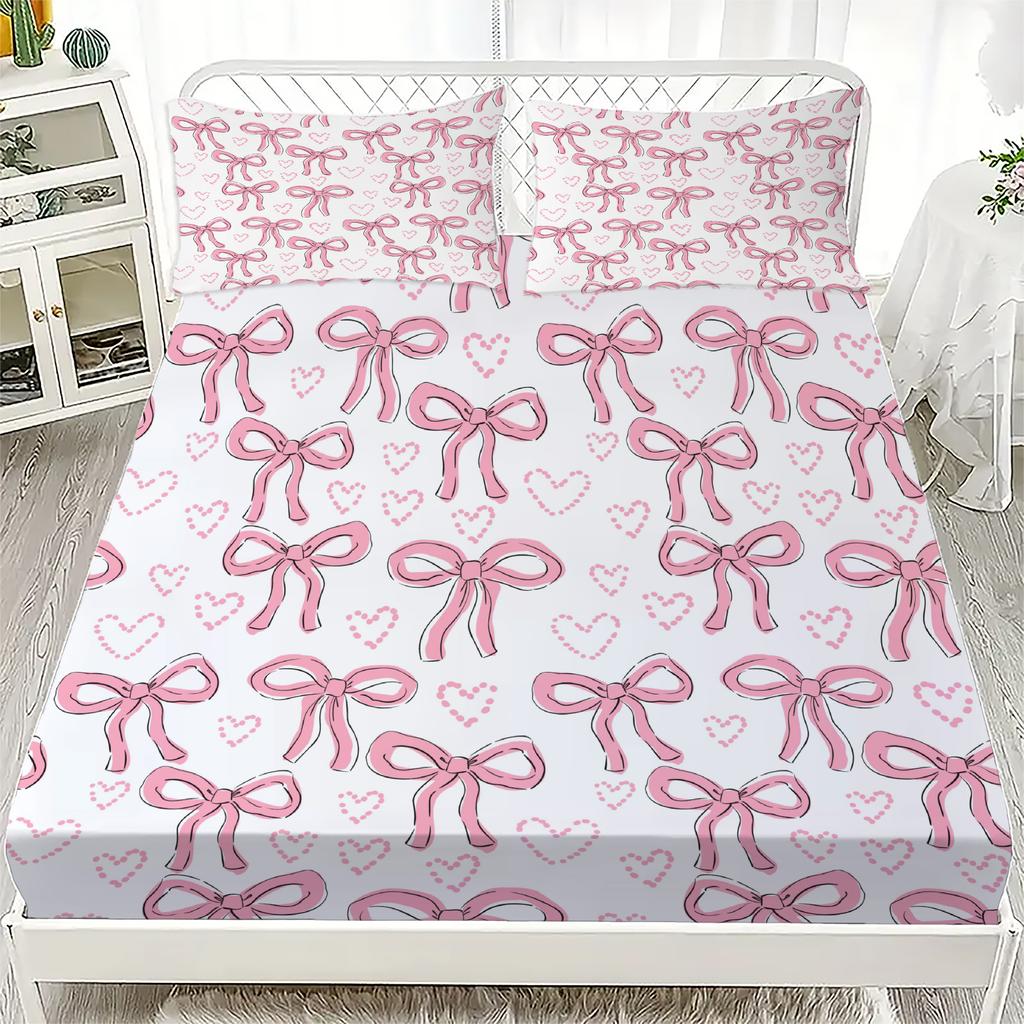 Bowknot Personalized Fitted Sheet Set Bowknot Personalized Bedding Set Comfortable Skin Friendly Cute Style 120x220cm
