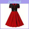 Vintage Polka Dot A Line Dress With High Waist For Office Wear Summer