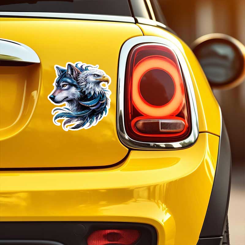 Autoaufkleber Majestätischer Adler und Wolf Vinyl-Aufkleber Wasserdicht Heckscheibe Motorrad Wohnmobil Stoßstange LKW Laptop Dekoration JM98