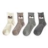 Woolen Socks for Women, Thick and Warm Mid-calf Socks for Autumn and Winter, Cartoon and Cute Grey Long Socks, Pile Socks