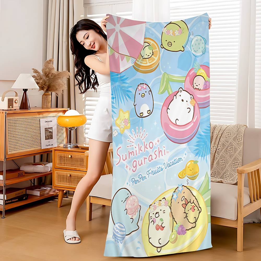 Japan Anime Sumikko Gurashi Microfiber Blanket Quick Drying Beach Towels Oversized Printing Super Absorbent Pool Towel Blanket