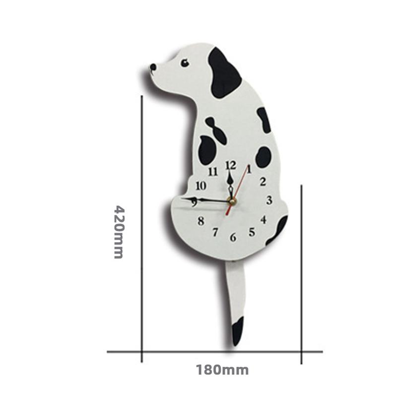 A84E-Dog Wall Clock Home Decor Clock Children's Bedroom Wall Decor Dog Wagging Tail Clock Gifts For Children Birthday