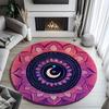 Flannel Printed Cosmic Mandala Round Rug Indoor Carpet for Living Room Bedroom Anti Slip Soft Floor Mat Zen Theme Home