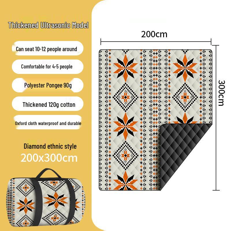 Tapis de pique-nique épaissi à ultrasons: Coussin d'extérieur résistant à l'humidité pour pelouse et camping avec piquets de sol
