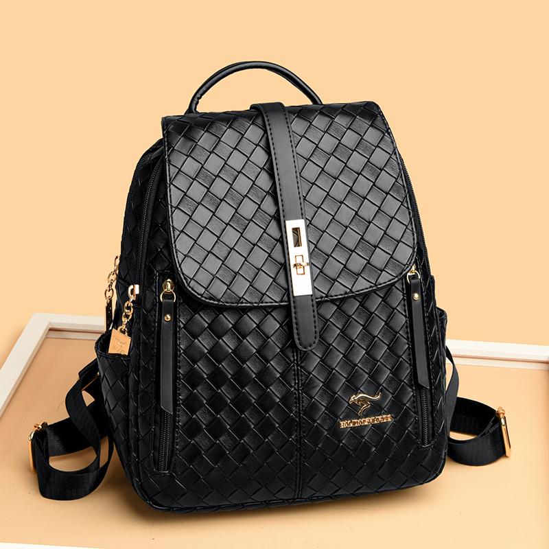 Vintage leather backpacks for women large capacity shopping backpack