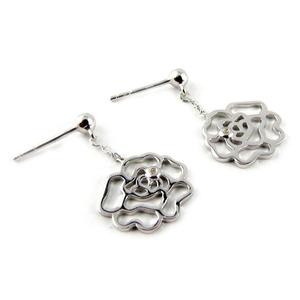 Altesse [K9438] - Silver Earrings 'Rosa Romantica'