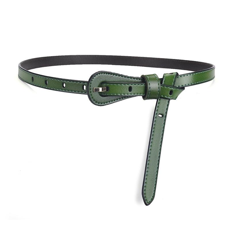 Mei Mary Women's Genuine Leather Thin Belt, Cowhide Pin Buckle Belt, Korean Style Fashion Decorative Belt