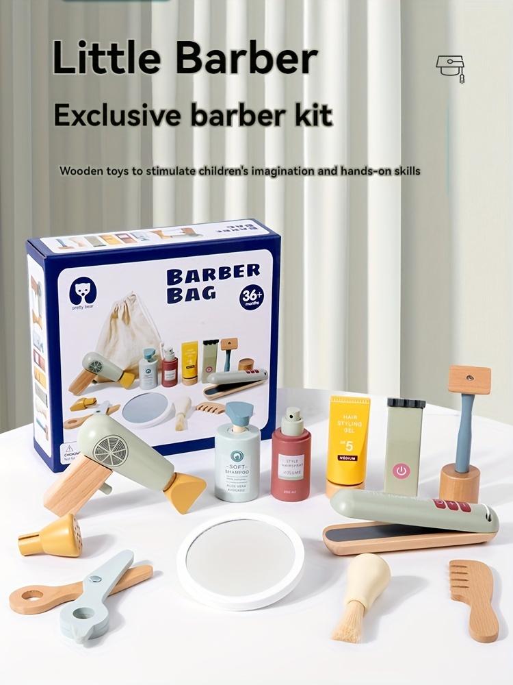 13ks Dřevěná kadeřnická sada Dětská kadeřnická sada, Dřevěná sada na líčení, Hračka pro individuální úpravu účesu, Chlapecká sada na holení