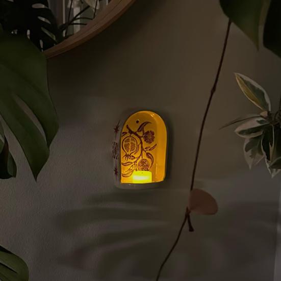 Candlestick Plate Synthetic Resin Lightweight Hand-Painted Decorative Tray with Star Owl Patterns Home Decor