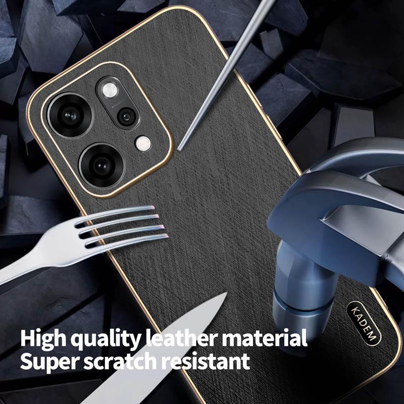 Stripe Thread Texture Leather Back Plating Case For OPPO Reno14 Reno13 Pro F 5G Anti Fingerprint Slide Camera Protector Shell