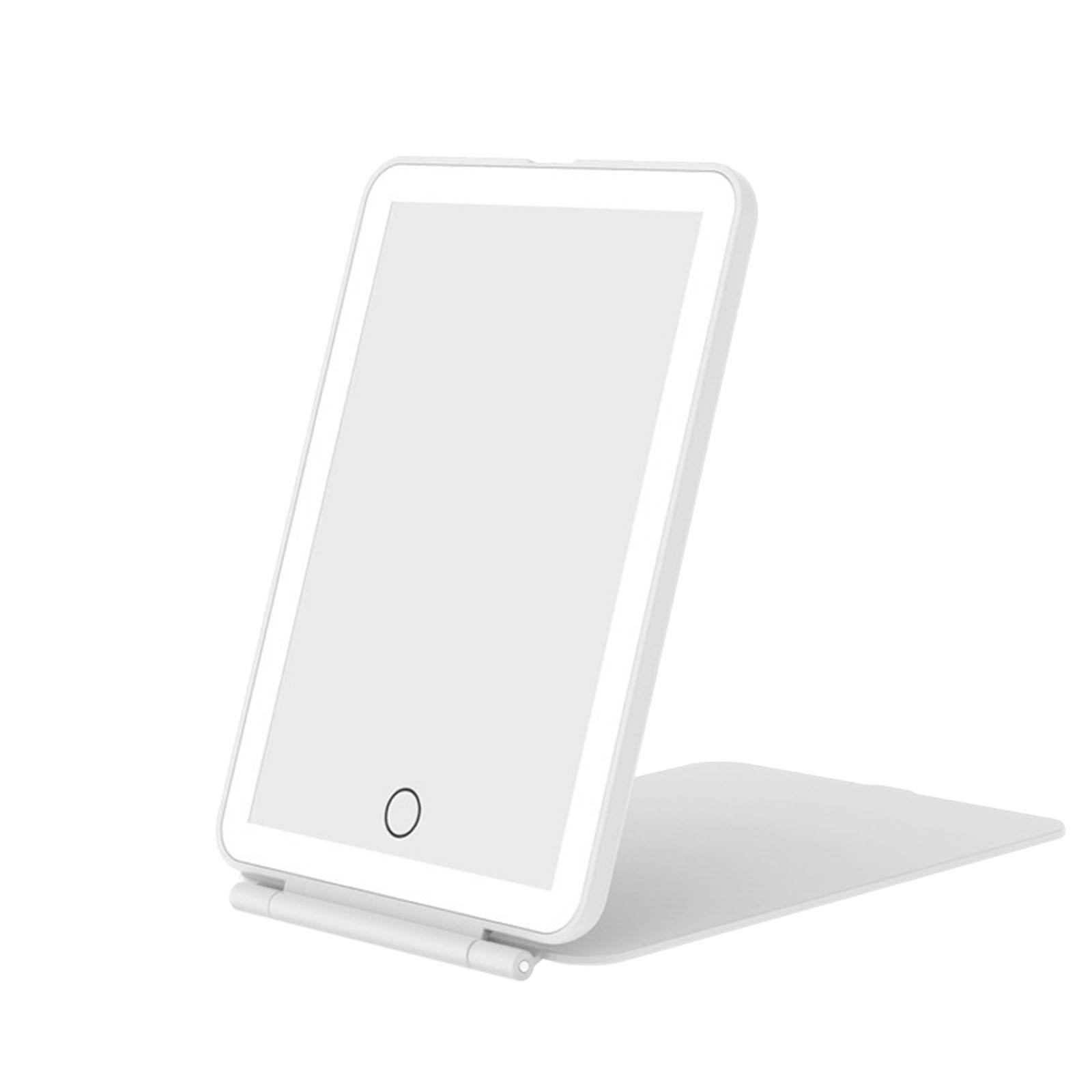 

Светодиодное складное дорожное зеркало для макияжа, тонкое портативное настольное косметическое зеркало белый