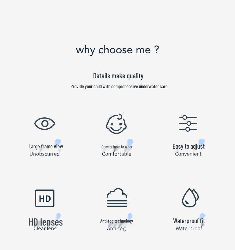 Children's Anti-Fog Waterproof Large Frame Swim Goggles with Silicone Earplugs