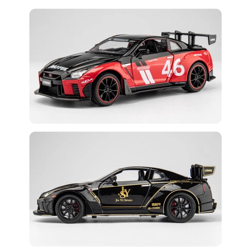 1/22 Nissan Skyline Ares GTR R35 Racing Diecasts & Toy Vehicles Toy Alloy Car Model Sound and Light Collection Kids Toys