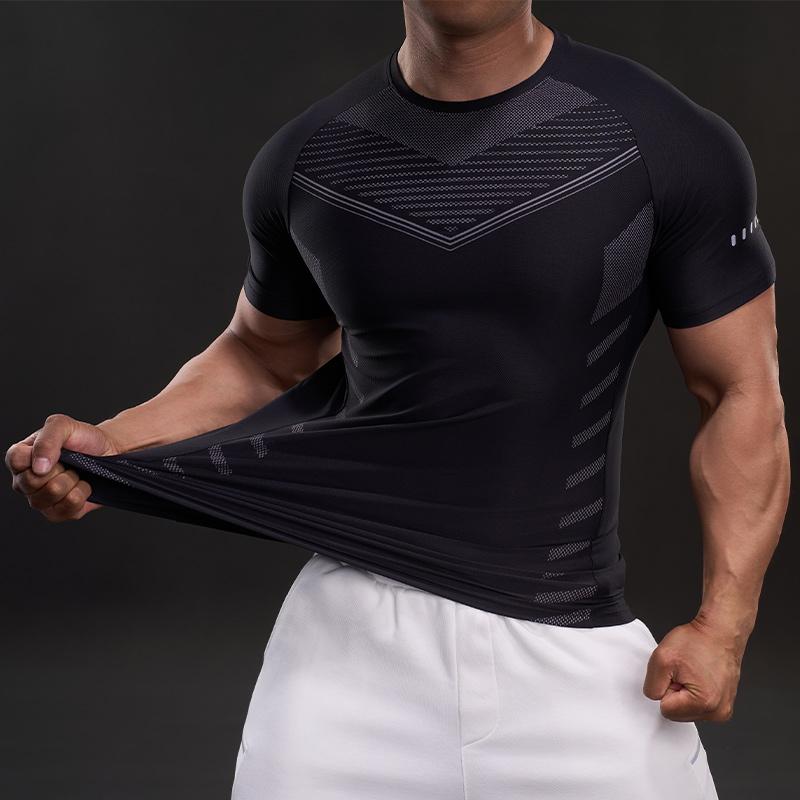 Summer New American Style Casual Short-sleeved T-shirt Fashionable Sports Slim Elastic Fitness Outdoor T-shirt