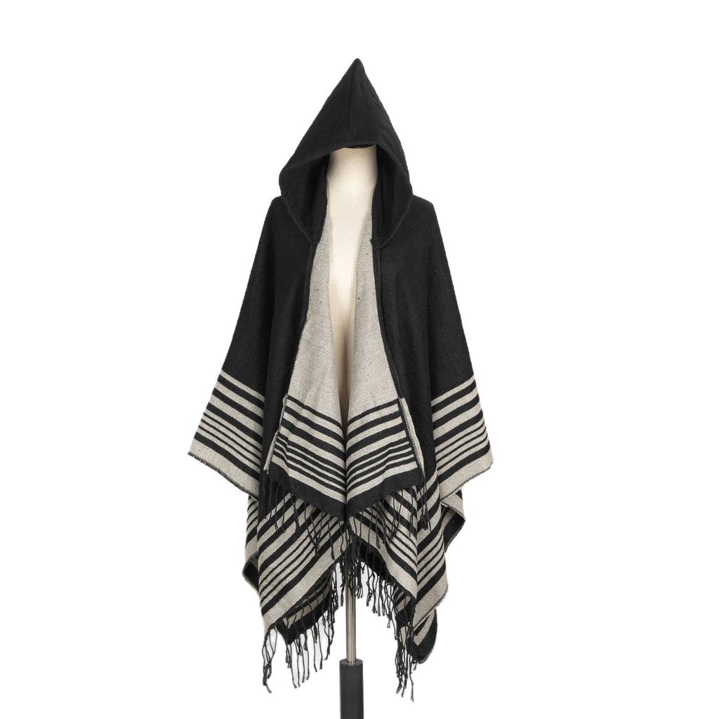 Striped Tassel Shawl Women'S Simple Leisure Travel Photo Scarf Comfortable Indoor Cold Scarf Cape