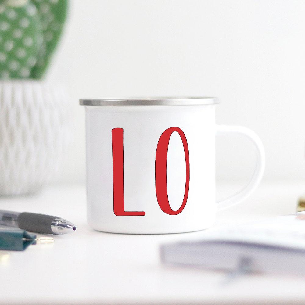 Love Creative Print Enamel Coffee Tea Mugs Home Party Vintage Wine Juice Cocoa Cups Kitchen Drinkware Unique Valentine's Gifts