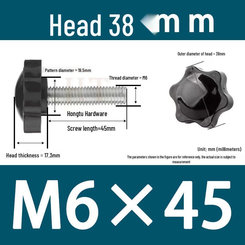 32-Head Rubber Six-Star Plum Blossom Handle Knob M5/M6/M8 Plastic Thumb Screw