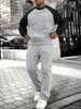 Plus Size Men's Fleece Sports Set: Loose Round Neck Sweatshirt & Running Suit