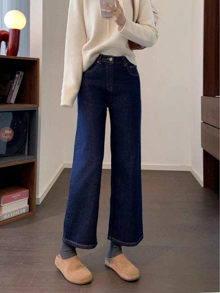 Xiao He 2026 Embroidered Denim Slim Straight-Leg Women's Jeans