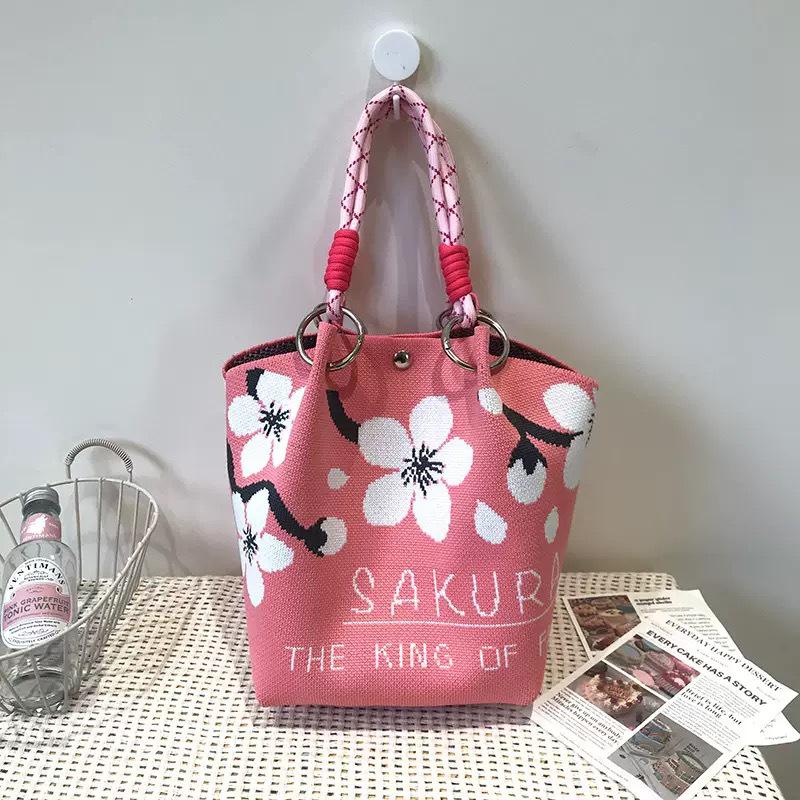 Korean Style Knitted Bucket Bag - Women's Fashion Versatile Handbag 2025