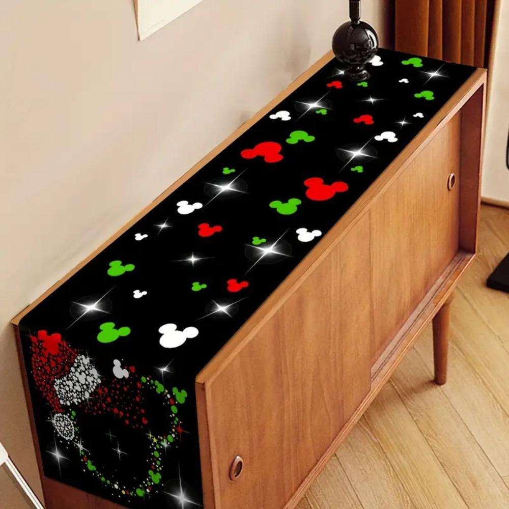 Festive Reindeer Pine Printed Table Runner Heatproof Linen Fabric Tablecloth for Home Decoration