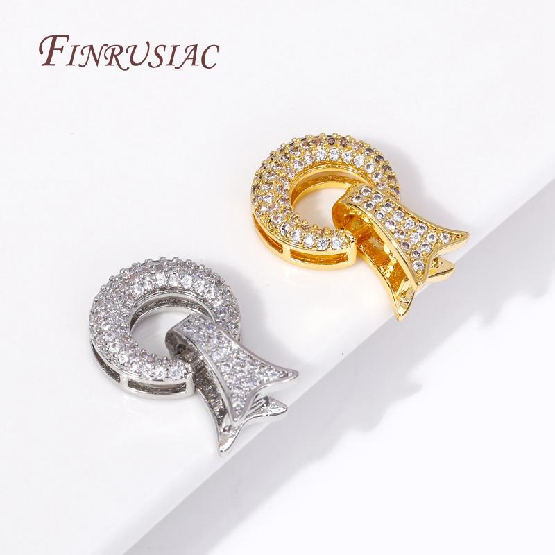 18K Gold Plated Inlay Zircon Round Connector For Pearl Bracelet/Necklace Making Supplies Fashion Jewelry Clasps DIY Accessories